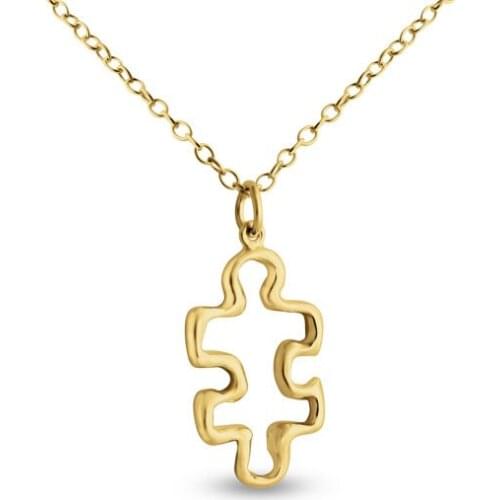 1 Hollow Outline Puzzle Piece pendant chain Necklace Autism Awareness Quote Necklace Mentor Teacher Mom Friends Gift jewelry