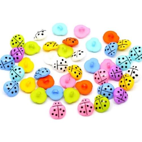 100Pcs Mixed Ladybug Acrylic Sewing Buttons For Cloth Flatback Cabochon Scrapbooking Crafts Knopf Bouton Decor Diy Accessories