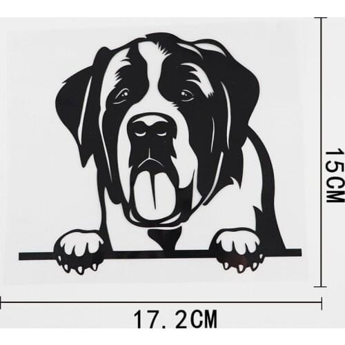 17.2CMX15CM Fashion Saint Bernard Dog Peeking Vinyl Car Sticker Black/Silver 8A-0060