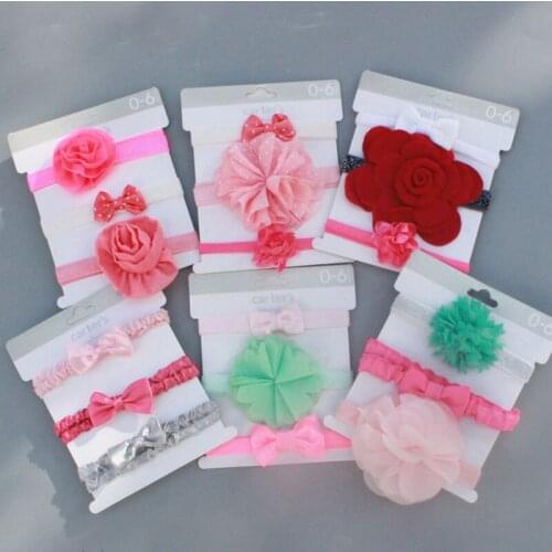 On sale 3pcs new ribbon baby girl boy elastic headband children skinny stretchy Bowknot elastic hair Band