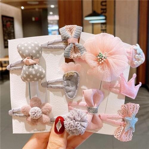 5pcs Baby Girl Headband Set Childrens Crown Hairpin Hair Accessories Bow Bangs Clip Kawai Princess Dress up Photography Tools