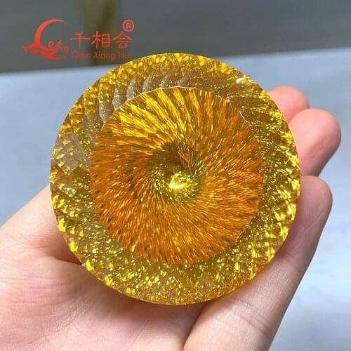 60mm round shape Millennium cutting yellow color cubic zirconia loose stone cz stone