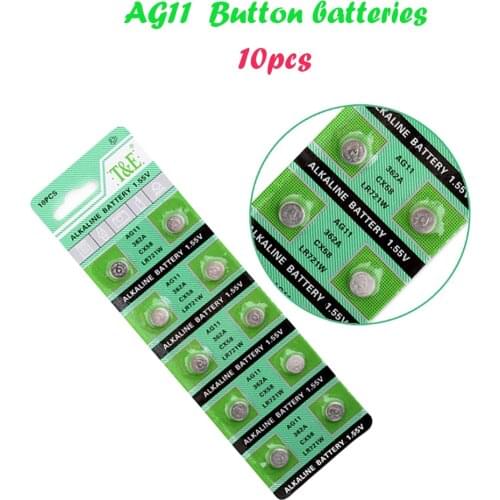 AG11 10Pcs / pack 20mAh AG 11 362 LR721 Button Batteries For Watch Toys Remote 162 SR721 Cell Coin Alkaline Battery 1.55V