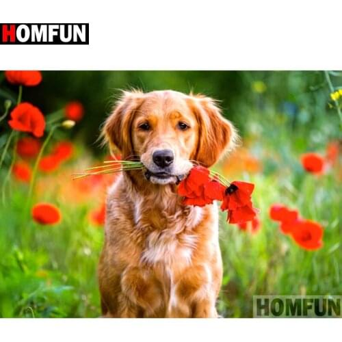 HOMFUN Full Square/Round Drill 5D DIY Diamond Painting "Animal dog" Embroidery Cross Stitch 5D Home Decor A14287