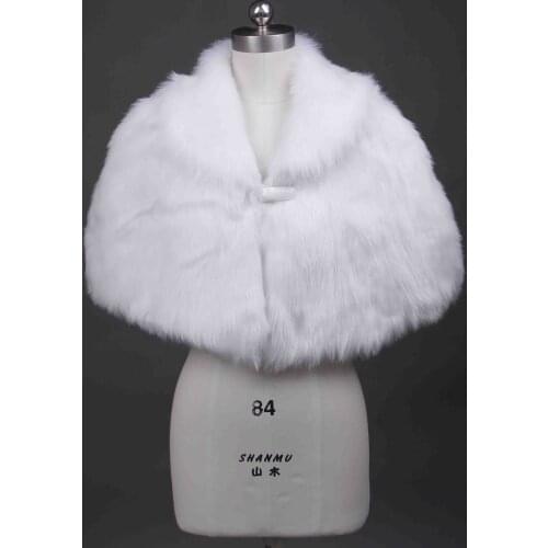 White,ivory,,Faux Fur shawl Shrug jacket Wedding Bridal bolero coat Wrap Stole shawl formal bolero cape