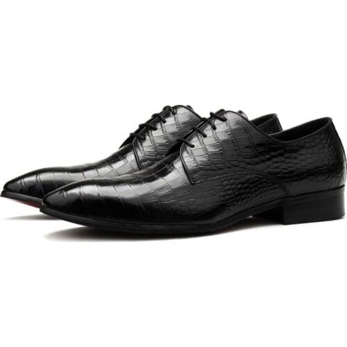 Large Size EUR45 Serpentine Black /Wine Red / Deep Brown Prom Shoes Genuine Leather Dress Shoes Mens Business Shoes