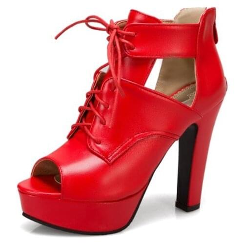 2021 New Sexy Fashion Platform Summer Boot Sandals Lace Up Cross-tied Peep Toe Zipper High Heel Super Biggest Size 48 49 50 33-4