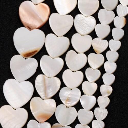 Natural Mother of Pearl Shell Beads Heart Love Shape Charms Beads for jewelry Making Diy Bracelet Necklace Accessories 15"