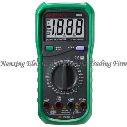 MASTECH MY60 2000 Counts Digital Multimeter DMM AC/DC Voltmeter Ammeter Ohmmeter Tester hFE Test Multimetro Ammeter Multitester