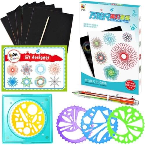 Children Spirograph Tools Drawing Template Ruler Stationery Intelligence Scratch Paper Painting Coloring Spiral Gears Art Toys