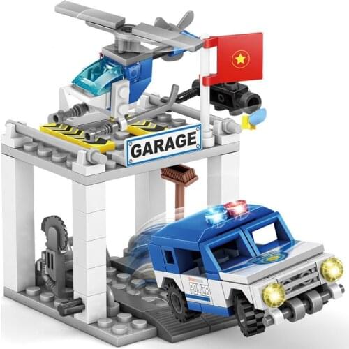 City car 4-in-1Traffic Police Station Building Blocks and Traffic Vehicles Childhood Education Intelligence Assembly Boy Toys