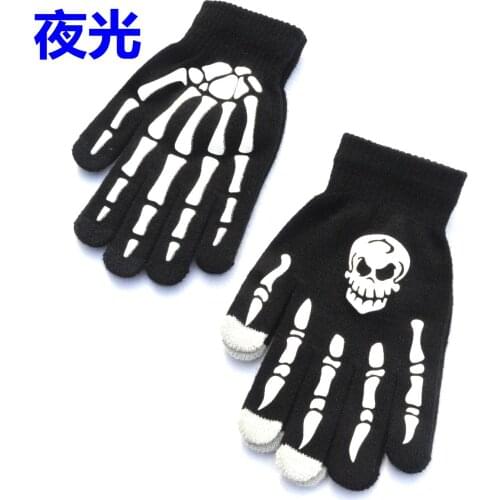 Halloween Fluorescence Outdoors Cycling Keep Warm outdoor warm women touch knited gloves half full finger 1pair=2pcs GW37-1