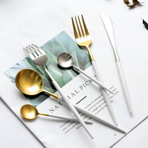 Hot Sale fourchettes couteaux cuilleres silverware stainless steel Gold cutlery fork spoon knife dining dinnerware set