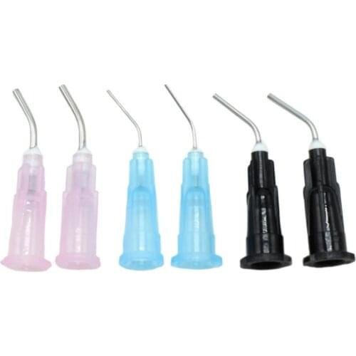100pcs Irrigation Bent Needle Tips Dental Flow Sealant Etchant Composite Resin Acid Reagent Delievery Syringe Tips Equipment