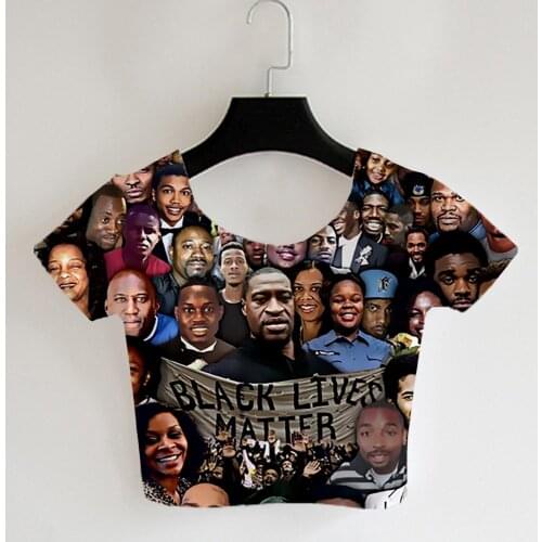 Custom Made Create your own designs black lives matter collage 3D Sublimation Print breathable Crop Tops