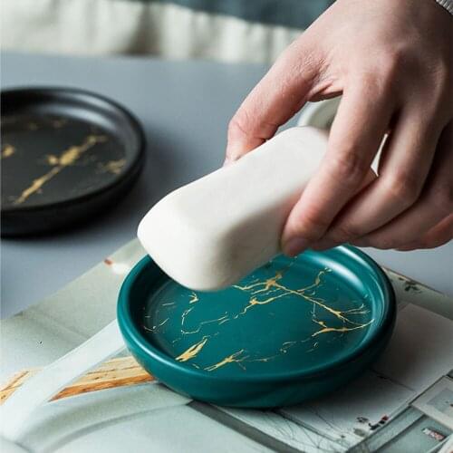 Marbled Pattern Ceramic Soap Dish Home Hotel Bathroom Cleaning Soap Box Laundry Soap Holder Simple Small Sundries Storage Tray