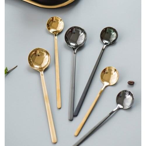 Stainless Steel Coffee Spoon Small Round Spoon Fruit Yogurt Spoon Mug Spoon Kitchen Measuring Tools