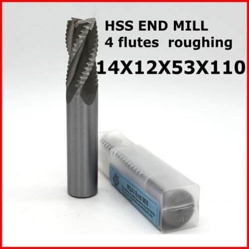 Diameter 14mm overlength:110mm 4 flutes roughing HSS end mill for CNC milling machine tool mills cutter