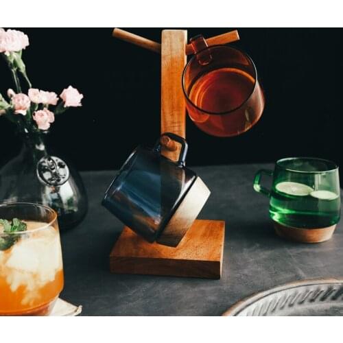 Creative Wooden Cup Holder Creative Household Drain Cup Shelf For Kitchen Cup Storage Hanging Display Drinkware Shelf