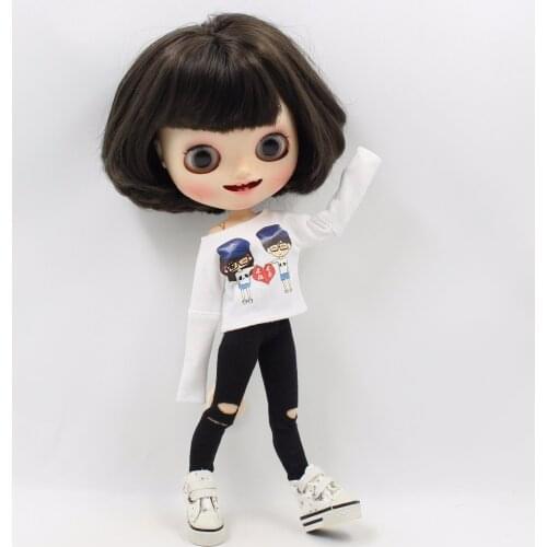 ICY DBS Blyth doll bjd joint body cool girl outfit white shirt black pants