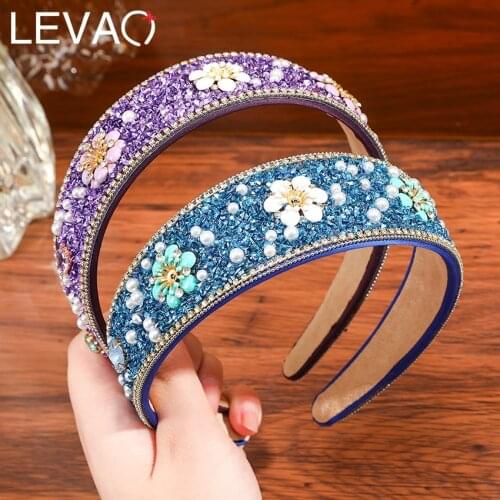 LEVAO New Imitation Pearl Headband Exquisite Rhinestone Border Decoration Flower Diamond Luxury Decoration Hair Accessories