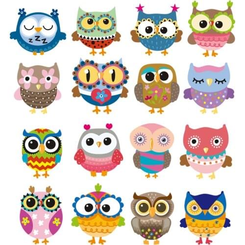 Cute Owls Patch Iron On Clothes Easy Print By Household Irons Parches Ropa 2018 New T-Shirt Diy Decoration Parches