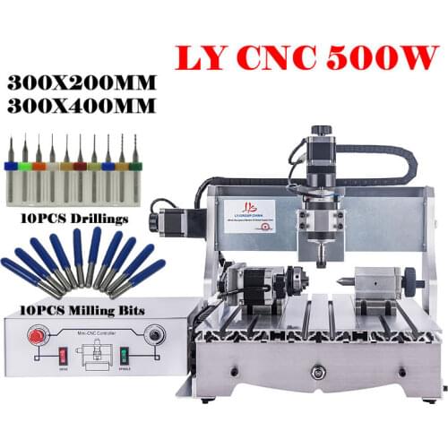 Mini CNC 3020 Ball Screw 4 Axis Router 3040 Upgrade Kit 500W Wood Metal Milling Engraving Machine for Aluminum Engraver Kit