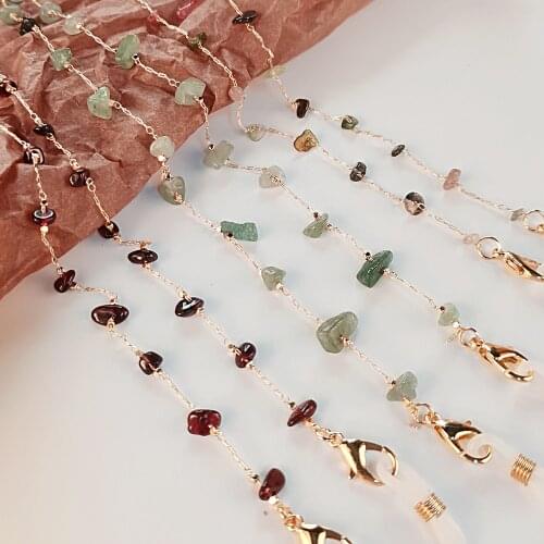 Fashion Natural Stone Beads Chain Handmade Eyeglasses Chain For Reading Glasses Cord Sunglasses Strap Holder Neck Face Mask Band