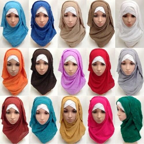 Muslim Crumple Scarf Hijab Wrap Shawl Islamic Ramadan Headwear Arab Women Wrinkle Crinkle Long Scarves Jilbab Headcover Turban