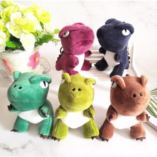 New Cute Mini dinosaur keychain bag charm Baby bed toy Couple pendant soft christmase gift Grab machine doll