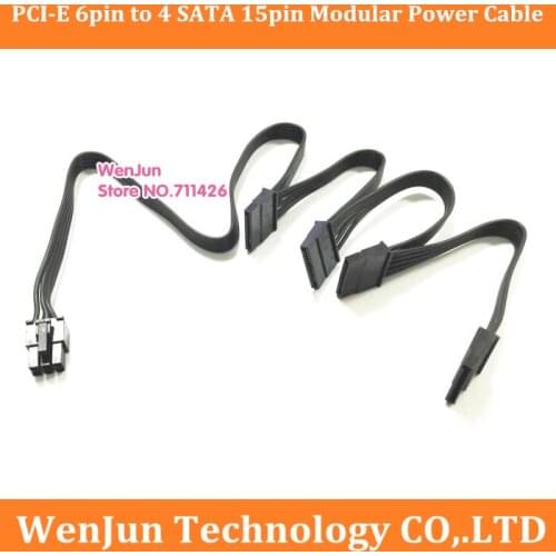 New PCI-E 6 Pin male 1 to 4 SATA 15-Pin Modular Power Supply Adapter Cable for Silverstone SX500-G SX600-G SX650-G