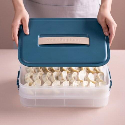 Single Layer Portable Dumpling Boxes Storage Tray Food Container Box for Keep Fresh Frozen Dumplings Storage Plastic Boxes
