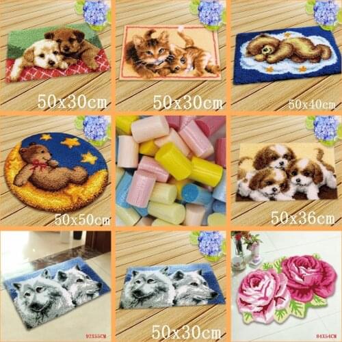 Latch Hook Dog Crochet Carpet Kits Button Cushion Animals Rug Do It Yourself Carpet Foamiran for Flowers Sale Sets Embroidery