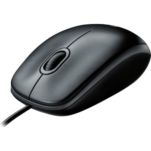 B100 Corded Mouse Wired USB Mouse for Computers and Laptops, for Right or Left Hand Use Black