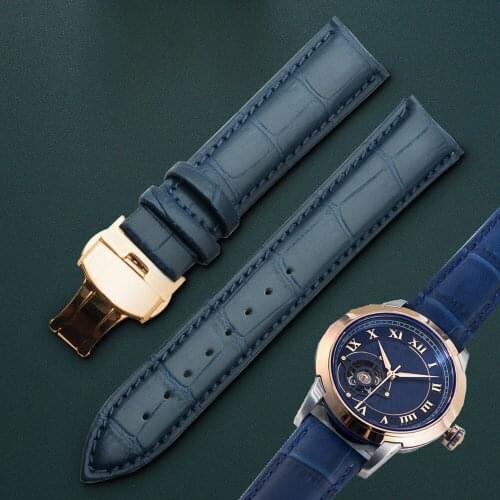 Genuine leather bracelet watch strap Butterfly Clasp watchband sized in 10 12 13 14 15 16 17 18 19 20 21 22 24mm watch band