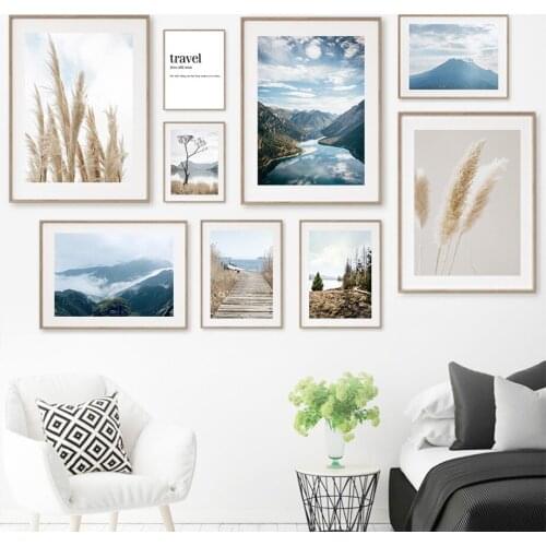 Reed Mountain Lake Bridge Canyon Quotes Wall Art Canvas Painting Nordic Posters And Prints Wall Pictures For Living Room Decor