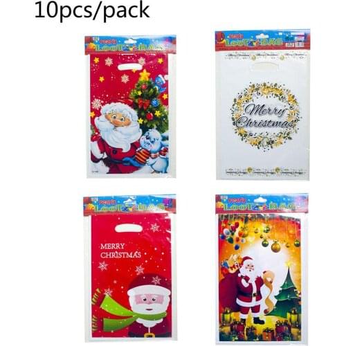 10pcs Merry Christmas Gift Bags Santa Claus Christmas Tree Packing Bags Happy New Year 2019 Christmas Candy Bags