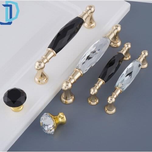 3.5''/5.0'' Crystal Furniture Handles Gold Long Bar Door Cabinet Handles Drawer Pulls Kitchen Cupboard Knobs
