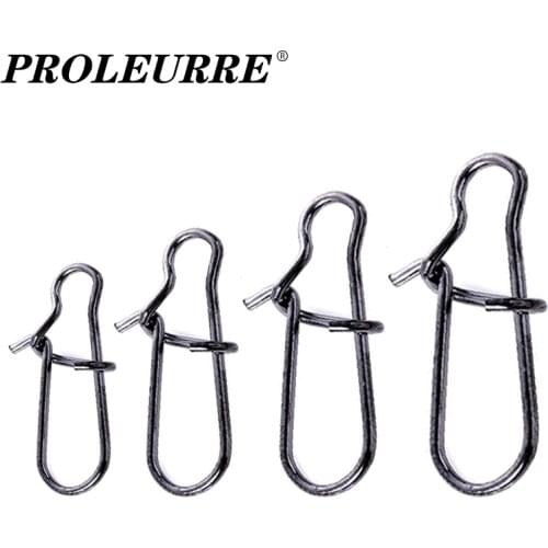 50pcs Stainless Steel Fishing Connector Fast Clip Lock Snap Swivel Solid Rings Safety Fishing Hooks Accessories Tools Tackle