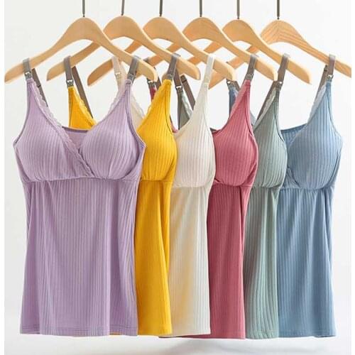 Sunveno Modal Breastfeeding Sling Vest Pregnant Women Removable Bra Nursing Camisole Top Maternity Clothes Suspender Skirt