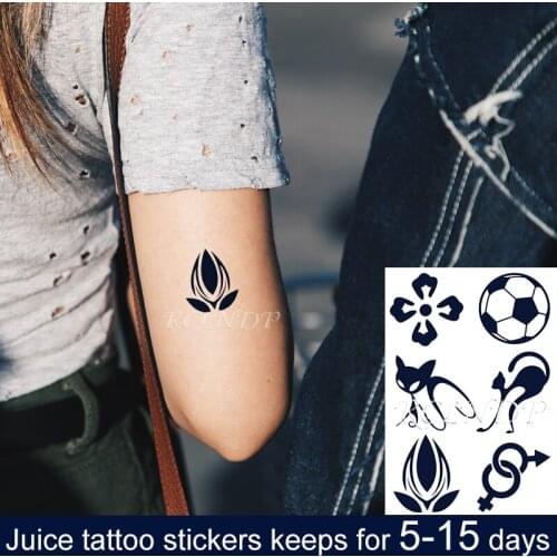 Waterproof Temporary Juice Ink Tattoo Sticker Cat Fox Football Gender Design Fruit Gel Long Lasting Tatto for Men Women