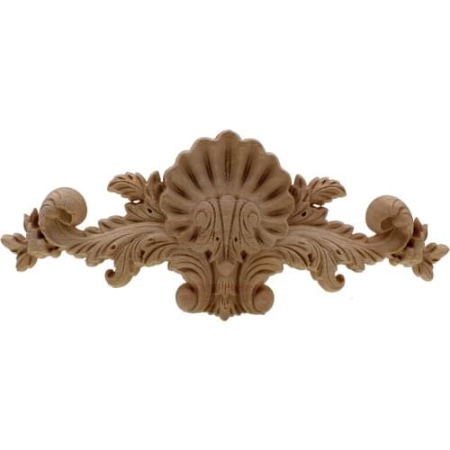 VZLX Flower Wood Carving Natural Appliques For Furniture Mouldings Decal Decorative Figurines Home Decoration Accessories Modern