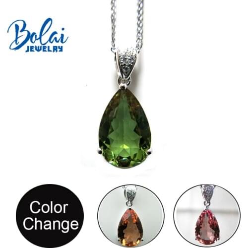 Bolai jewelry,Zultanite diaspore pear 10*15mm created gemstone pendant 925 sterling silver exquisite ornaments