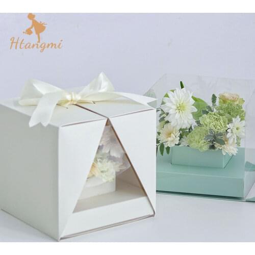 1pcsWindow portable flower box flower cake flower flower box dessert box bouquet gift box