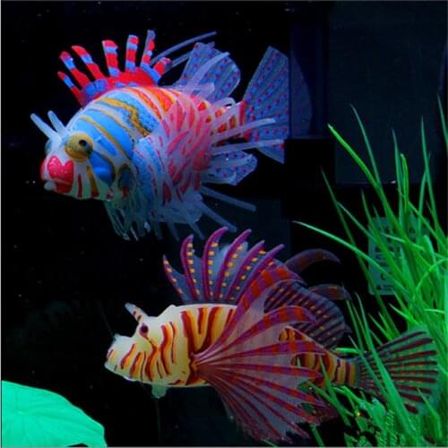 1PC Glow In Dark Artificial Aquarium Lionfish Ornament Fish Tank Jellyfish Decor