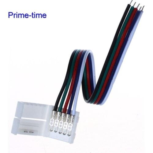10pcs 5PIN 12mm Width Solderless Strip to Controller Connector Adapter For 5050 RGBW RGBWW Led strip with 15cm Long Wire