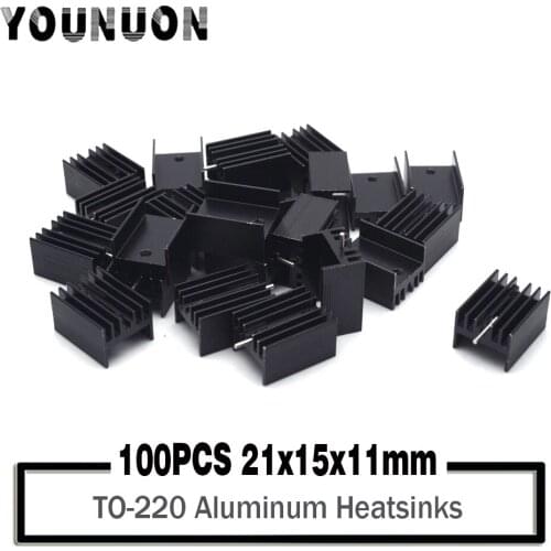100pcs Black Aluminum 21*15*11mm TO-220 TO220 heatsink radiator for MOS,7805 Triode Transistors Cooler IC Chip dissipation