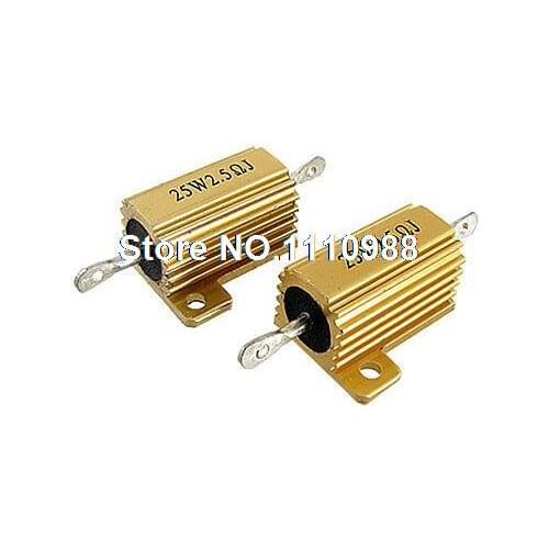 2 Pcs 25W 2.5 Ohm 5% Aluminum Casing Power Resistors