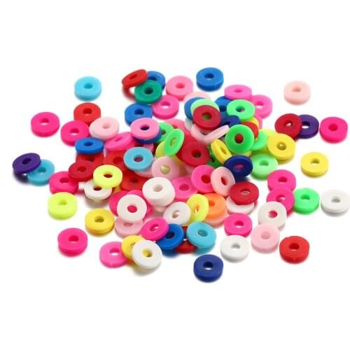 300-400Pcs 8mm Multi-colors Flat Round Handmade Polymer Clay Beads Chip Disk Loose Spacer Beads for Jewelry Making DIY Necklace