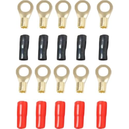 5 Pair 5.3mm 8 AWG Female Male Electrical Wiring Connector Insulated Crimp Ring Terminal Brass